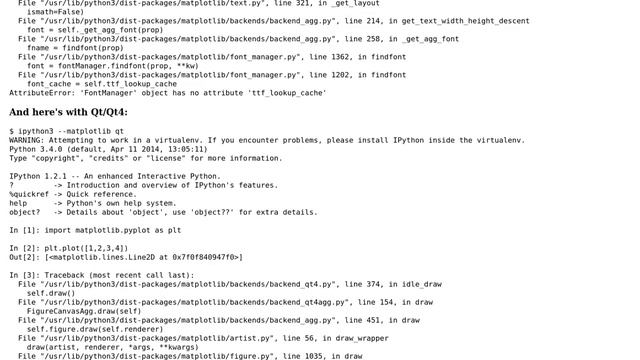 Plotting with Matplotlib in Python 3 pylab: Tkinter and Qt FontManager errors смотреть онлайн