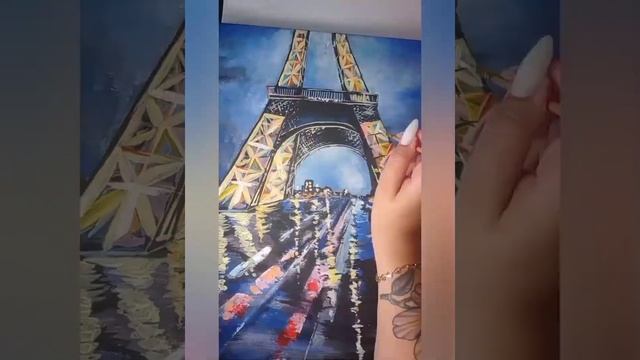 Ейфелева вежа??#мастеркласс #живопись #акрил #рисование смотреть онлайн