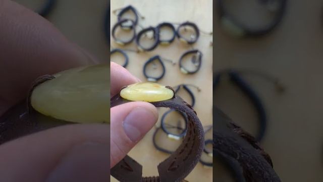 My collection of bracelets from natural Baltic amber and leather. Браслеты янтарь и кожа. смотреть онлайн