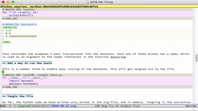 org-mode and noweb for Python doctests смотреть онлайн