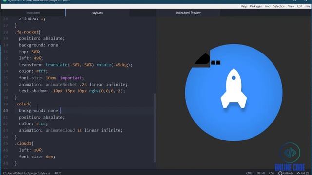 rocket animation from font awesome using html css смотреть онлайн
