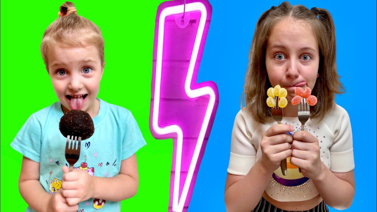 24 часа едим только Сладости! ОБЫЧНАЯ ЕДА из КОНФЕТ! Настоящий ШИПУЧИЙ САЛАТ?!?! смотреть онлайн