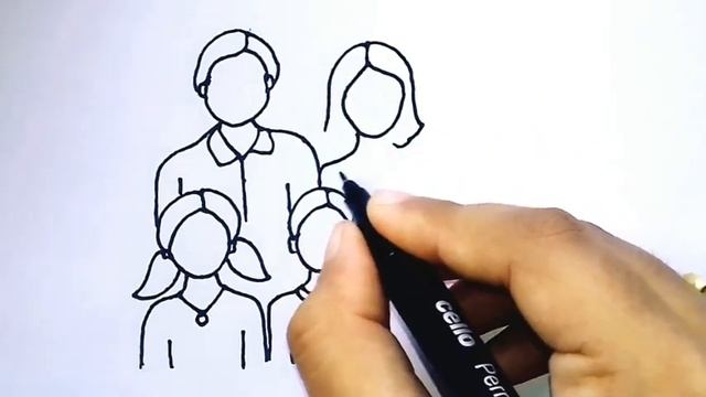 How to draw a simple family with 4 members easily смотреть онлайн