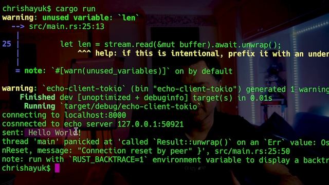 getting started with tokio by creating an async tcp echo server | rust tokio tutorial | rustlang смотреть онлайн