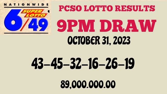 Lotto Result Today 9pm draw October 31, 2023 6/58 6/49 6/42 6D Swertres ez2 PCSO#lotto смотреть онлайн