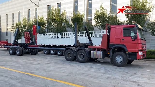 P144 Sino Truck Connecting Big Long Log Carrying Semi Trailer For Gabon Wood Lumber Lignum Market смотреть онлайн