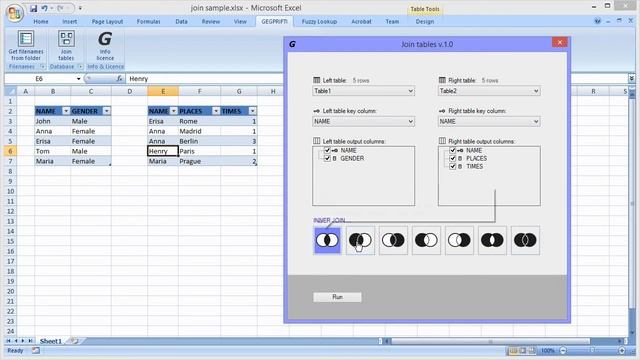 Gegprifti Add In For Excel Join Tables Without the Vlookup Function смотреть онлайн