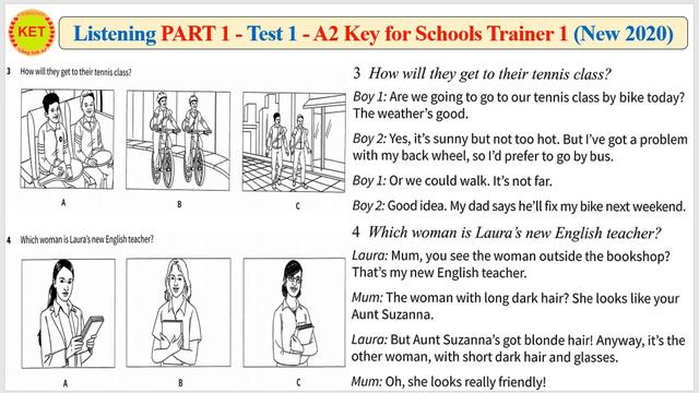 A2 KEY for Schools Trainer 1 - Listening Part 1 - Test 1 (Transcript + Key) смотреть онлайн