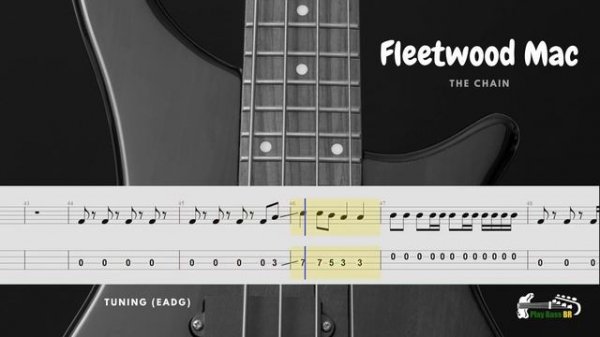 The Chain - Fleetwood Mac - Bass Guitar Backing Tracking Tab - Tablatura Para Tocar Baixo.