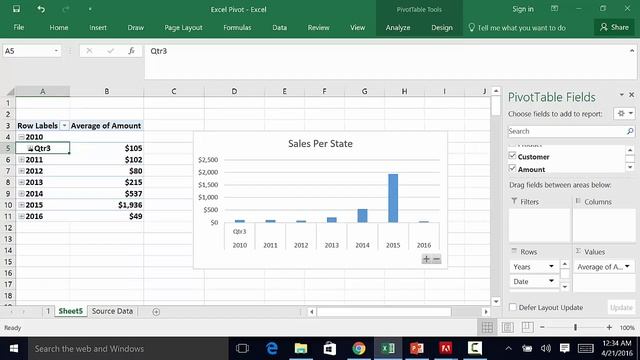 Excel 2016/2013/2010 Tutorial: Pivot Tables- Part 2 - Calculations смотреть онлайн