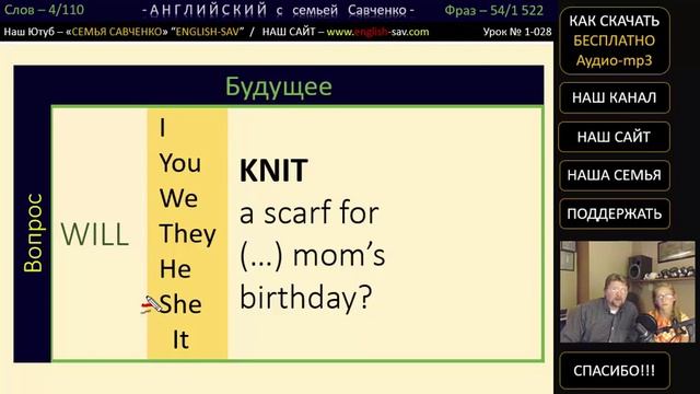Английский язык /1-028/ Английский с семьей Савченко / английский язык бесплатно смотреть онлайн