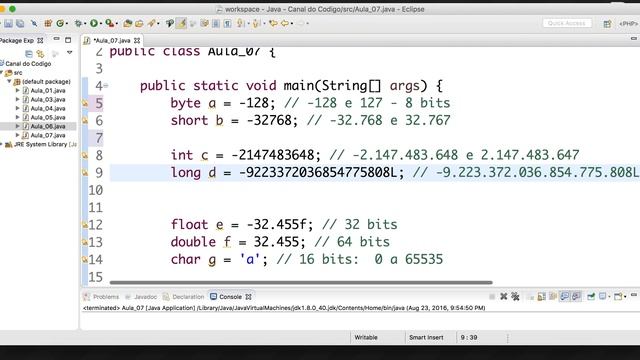 Os 08 tipos primitivos do Java - Aula 07 - Curso Aprender Java - Canal do Código смотреть онлайн
