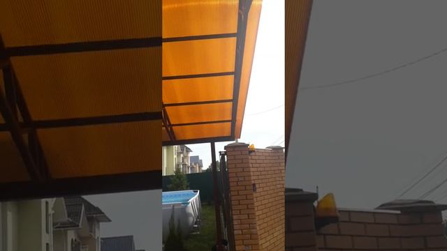 Навес двухскатный из поликарбоната. смотреть онлайн