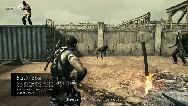 RESIDENT EVIL 5 Pc benchmark Asus Vivobook 1360x768p Intel UHD 620 I5 8250U Low setting смотреть онлайн