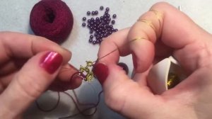 Серьги с кабошоном, фриволите, DIY