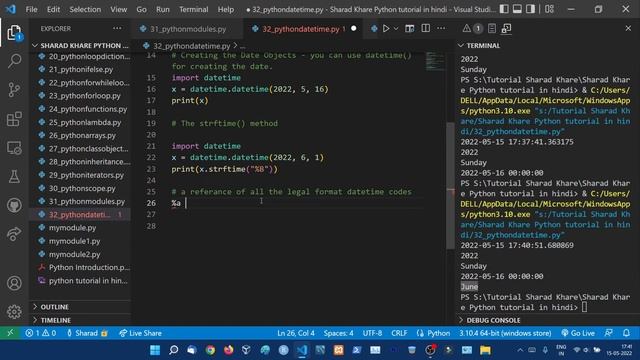 Using Datetime Module in Python || Complete Python Tutorial For Beginners in Hindi (With Notes) #32 смотреть онлайн