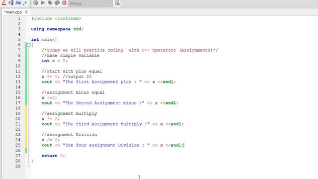 C++ Assignment Operators Practice coding смотреть онлайн