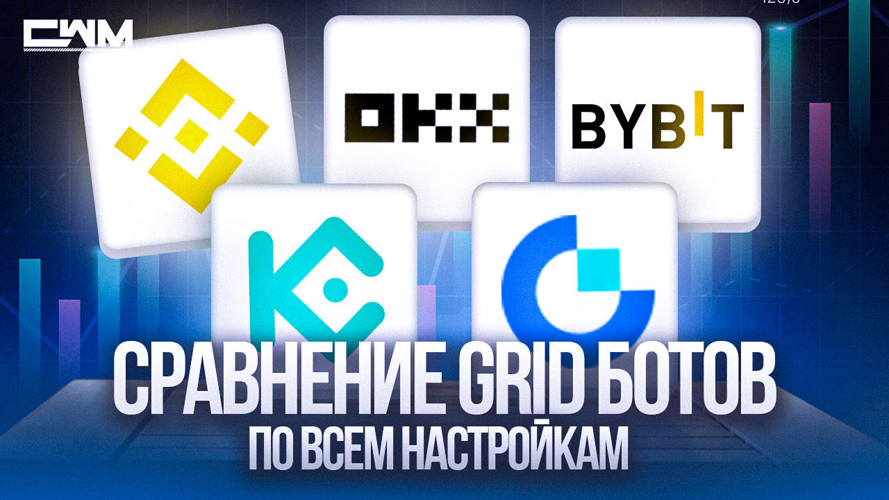 Сравнение GRID ботов Binance, OKX, ByBit, KuCoin, Gate.io по всем настройкам смотреть онлайн