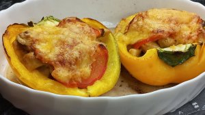 Перец фаршированный запеченный в духовке, легкий ужин