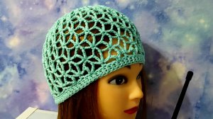 ЛЕТНЯЯ, АЖУРНАЯ ШАПОЧКА КРЮЧКОМ. Подробное видео для начинающих.