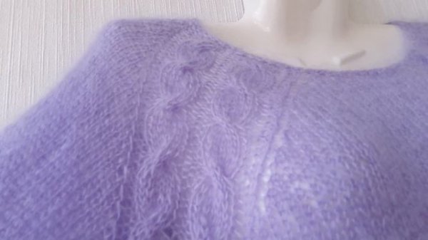 Вяжем джемпер из мохера.Реглан сверху.