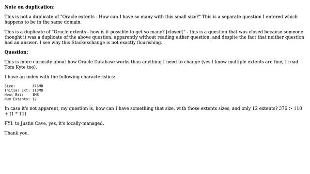 Databases: Oracle extents - How can I have so few with this large size? (2 Solutions!!) смотреть онлайн