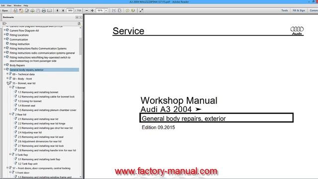 Audi A3 2003 2004 2005 2006 2007 2008 repair manual смотреть онлайн