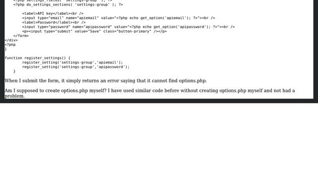 Wordpress: Custom options in plugin, register_settings not working as no options.php? смотреть онлайн