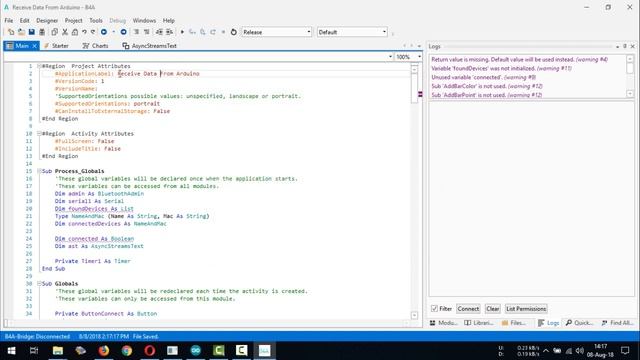 Basic4Android (B4A) | Receive Data from Arduino Via Bluetooth with Real Time Line Graph Chart смотреть онлайн