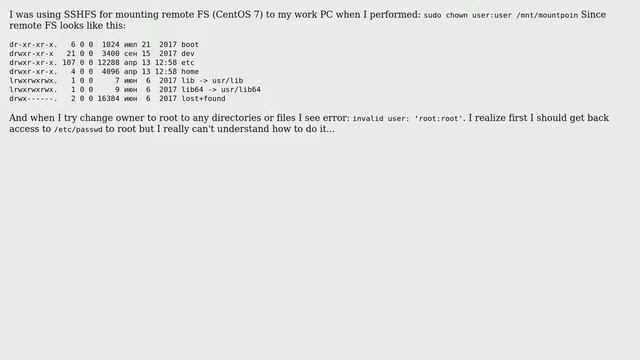 invalid user: root:root' performing chown смотреть онлайн