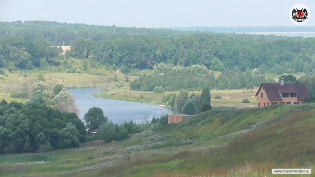 Река Осетр. Берег рязанской области: вид на д. Семенково и Растряхаевка смотреть онлайн