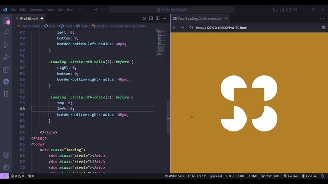 Four Circle Loading Animation using HTML and CSS. смотреть онлайн