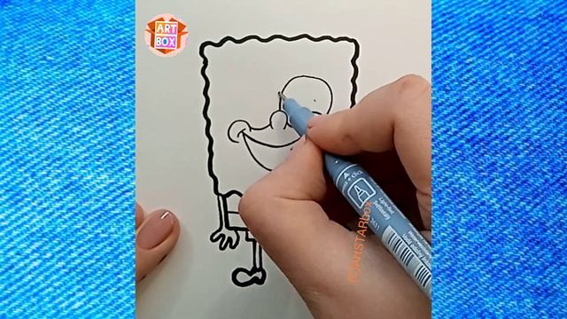 Как нарисовать ГУБКУ БОБА фломастерами?Easy drawing Sponge BOB step by step by markers #funny смотреть онлайн