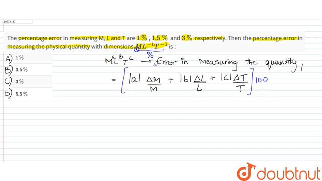 The percentage error in measuring M, L and T are `1%, 1.5 %` and `3 %` respectively.Then the percen смотреть онлайн
