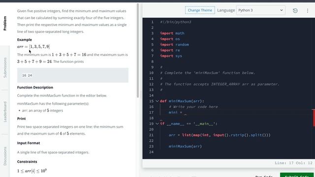 Week 1 | Mini-Max Sum Solution | HackerRank | Rajat Shenoi смотреть онлайн