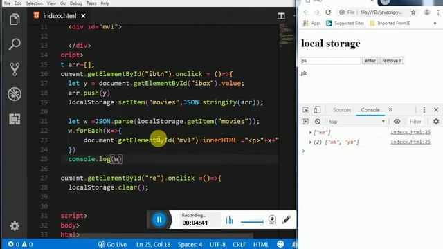 LOCAL STORAGE PART 2 | JAVASCRIPT TUTORIALS IN HINDI смотреть онлайн