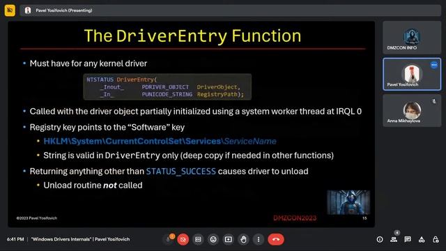 "Windows Drivers Internals" workshop by Pavel Yosifovich | "PURPLE-TEAM BOOT CAMP" | DMZCON-2023 смотреть онлайн