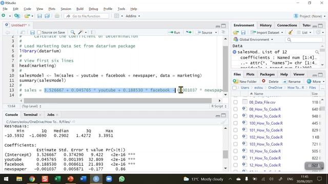 How To... Calculate the Coefficient of Determination in R #103 смотреть онлайн