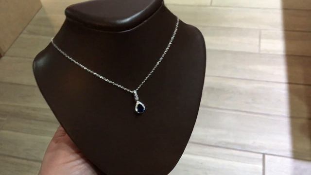 Diamond & Blue Sapphire Pendant necklace смотреть онлайн