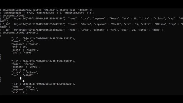 MongoDB Tutorial Italiano 05 - Modificare e aggiornare dati смотреть онлайн