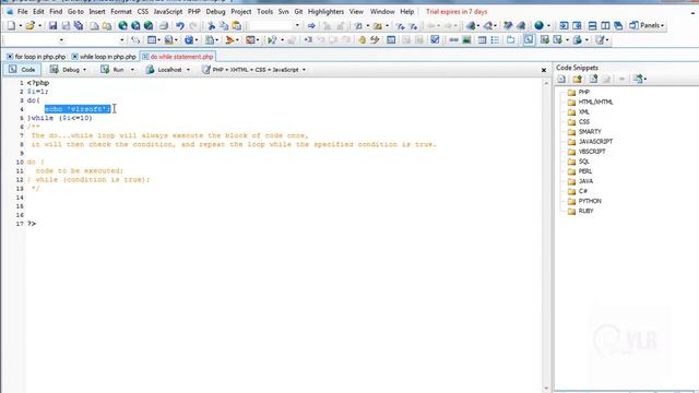 PHP Do while loop English | do while loop php english-vlr training смотреть онлайн