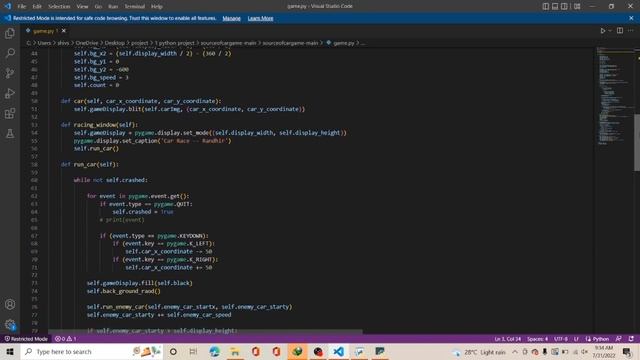 Car racing game using python | python project | pygame смотреть онлайн
