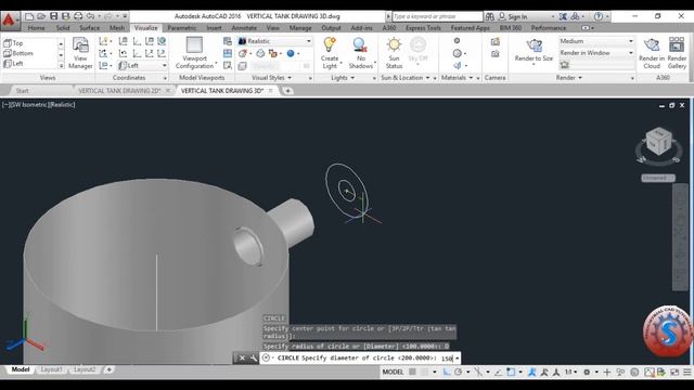 VERTICAL TANK 3D MODELING PART-2 IN AUTO CAD TUTORIAL #173 смотреть онлайн