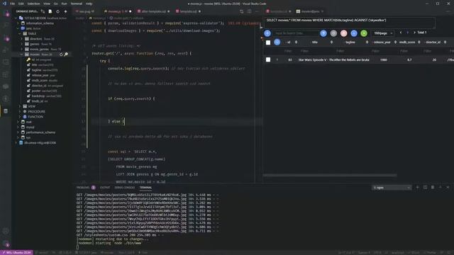 Node express, filmdatabas, extra 4, Sökfunktion смотреть онлайн