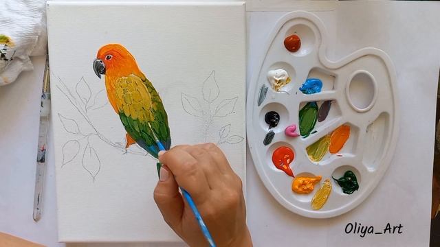 Parrot ? painting. Acrylic painting. Рисуем попугая. Акриловая живопись смотреть онлайн