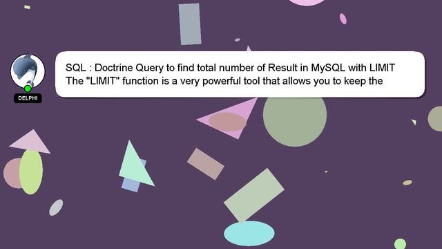 SQL : Doctrine Query to find total number of Result in MySQL with LIMIT смотреть онлайн