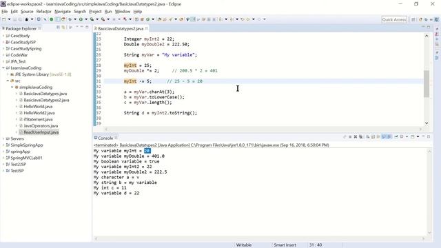 Java Tutorial Lesson 0002s - Datatypes in Java Coding - short version смотреть онлайн