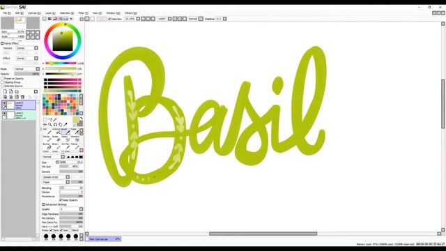 Draw With Me: Quick Lettering Sketch - Basil - Drawn in SAI with Bamboo Ink stylus смотреть онлайн