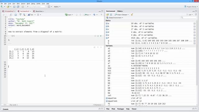 How to Extract Elements from a Diagonal of a Matrix in R. [HD] смотреть онлайн