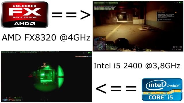 Battlefield 4: AMD FX-8320 vs Intel Core i5 2400 - Low смотреть онлайн